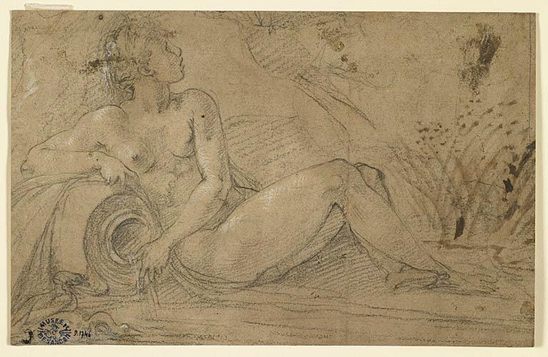 Etude d'une nymphe couchée, Léon Davent, 16e siècle