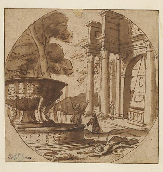 Paysage architectural avec Pyrame et Thisbé, Jean Lemaire, 1650 vers