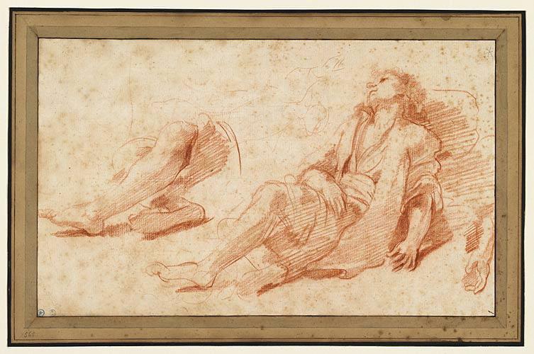 Homme à demi-allongé, Guillaume Courtois, 1660 vers