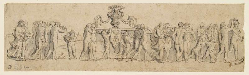 Motif de frise : Procession de nymphes et d'amours, Raymond Lafage, 17e siècle