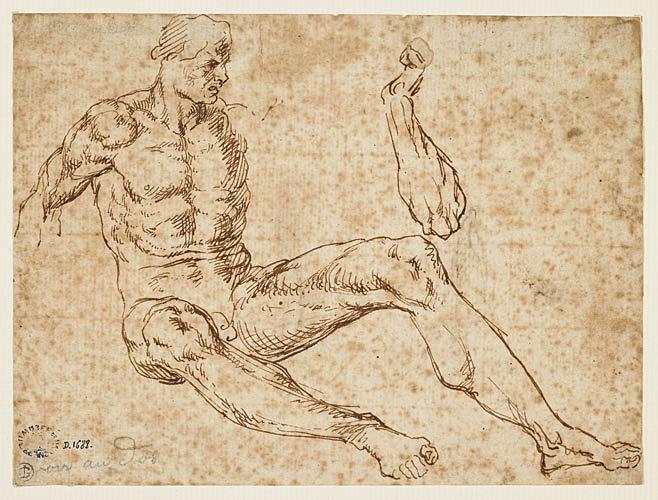 Etude d'homme assis (recto) ; trois études de visage et reprise du chapeau (verso), Raymond Lafage, 17e siècle
