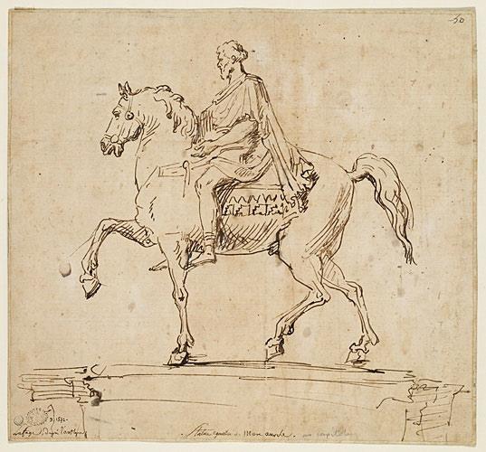 Copie d'après la statue équestre de Marc-Aurèle du Capitole, Raymond Lafage, 17e siècle