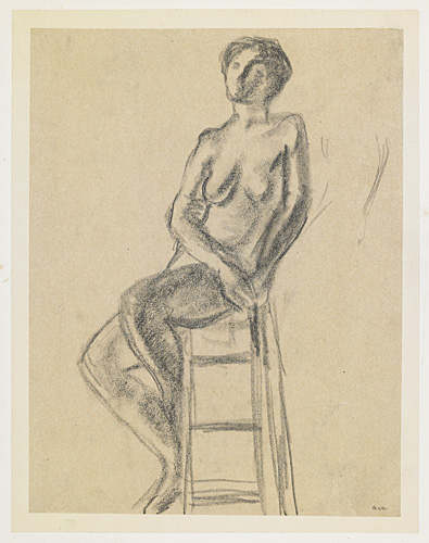 Le modèle nu assis sur un tabouret_0