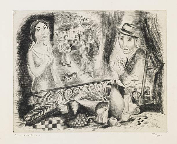 Couple au balcon, Charles Walch, 20e siècle