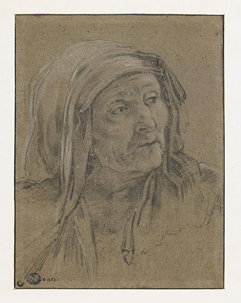 Tête de vieille femme portant un voile_0