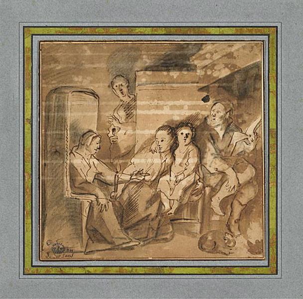 La Sainte Famille avec Sainte Anne devant la cheminée_0