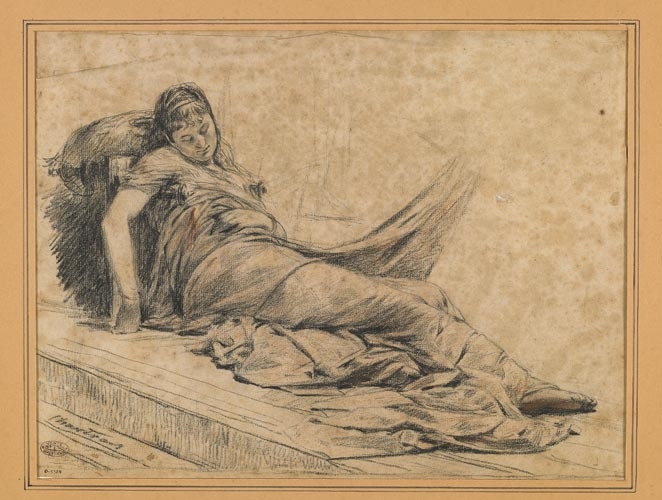 Mort de Lucrèce ou de Clytemnestre (Femme couchée sur un sofa), Théobald Chartran, 19e siècle