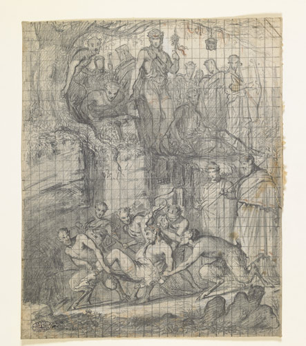 Cortège bacchique (recto) ; Croquis d'après l'Hermès rattachant sa sandale (verso)_0