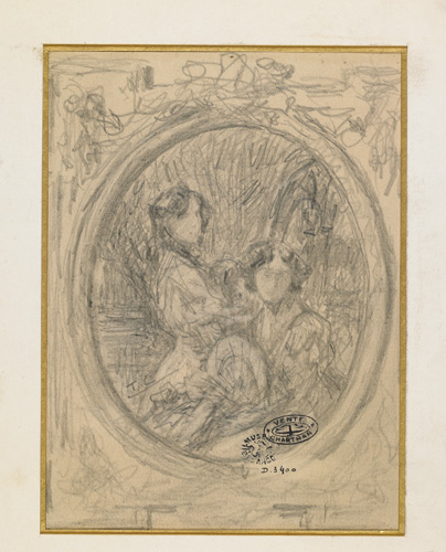 Croquis pour un portrait de deux femmes, Théobald Chartran, 3e quart 19e siècle, 1er quart 20e siècle