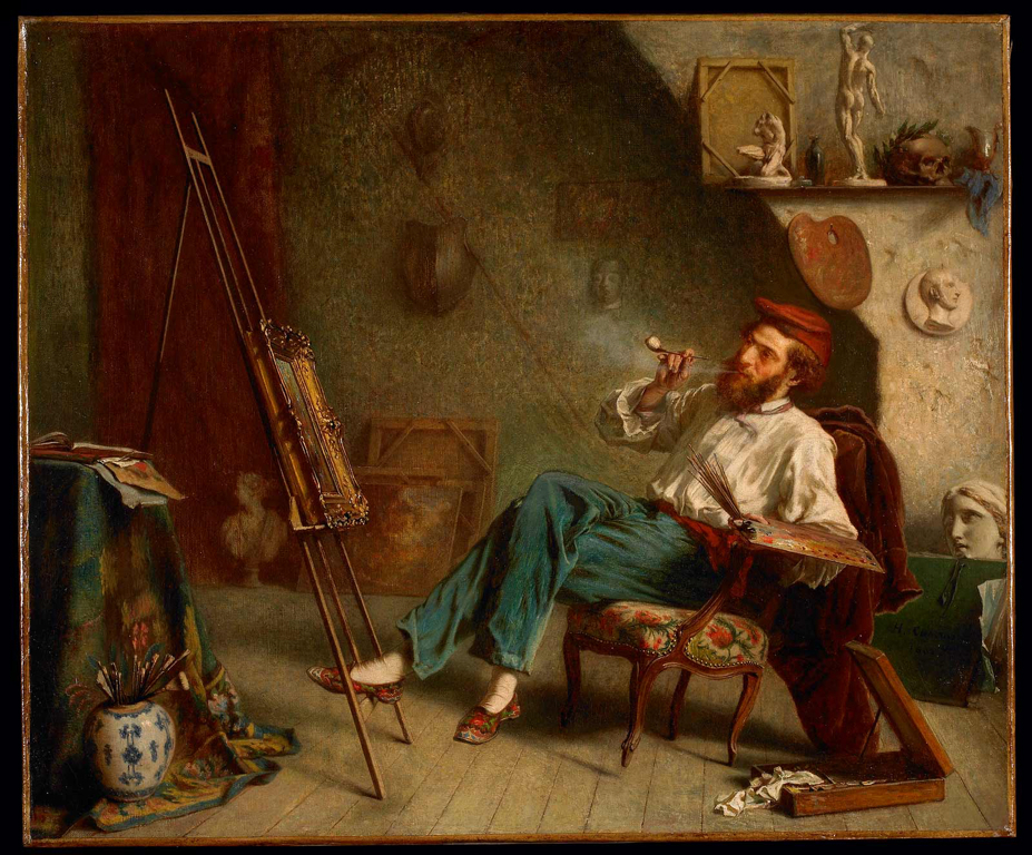 L’atelier de l’artiste ; Dernière touche, Honoré Chapuis, 1863