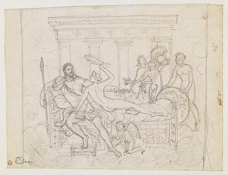 Etude pour Mars désarmé par Vénus et les Grâces, David, 1823