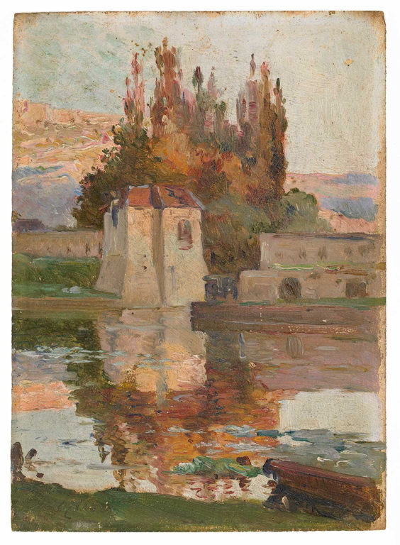 Quai avec tour ; Vue de Besançon, Léon Tirode, 19e siècle, 20e siècle