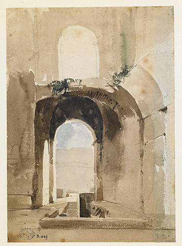 Vue intérieure d’une arche antique, Louis-Jacques-Mandé Daguerre, 1820 vers