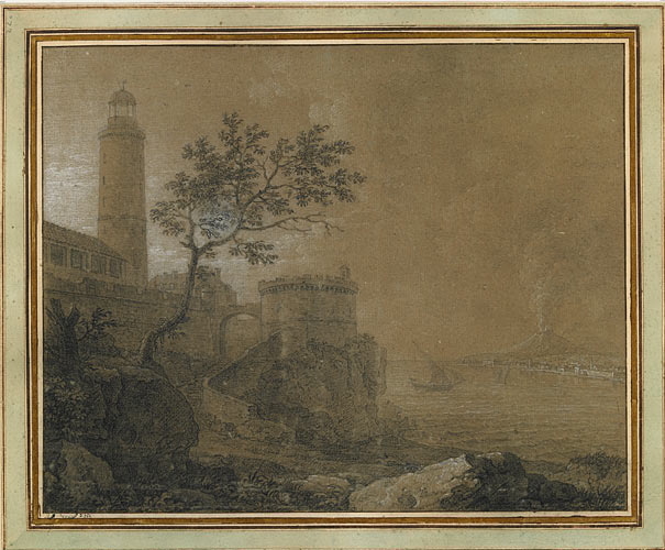Le Vésuve vu de la baie, Simon-Mathurin Lantara, 18e siècle
