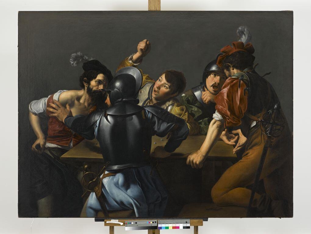 Querelle de joueurs dans un corps de garde ; Soldats jouant aux dés et à la morra dans un corps de garde, Valentin de Boulogne, 17e siècle