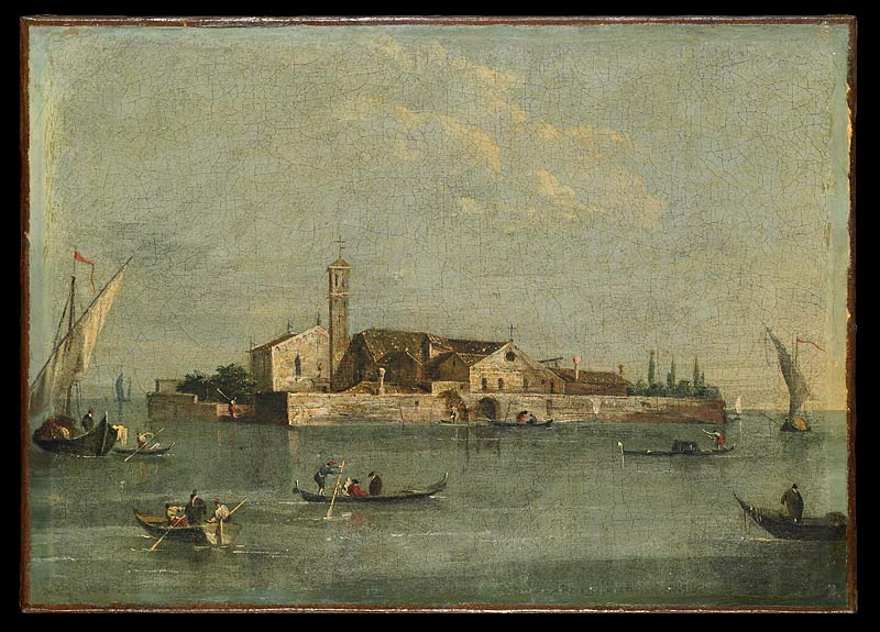 Vue de Venise ; L'Île San Sèrvolo, Giacomo Guardi, 18e siècle