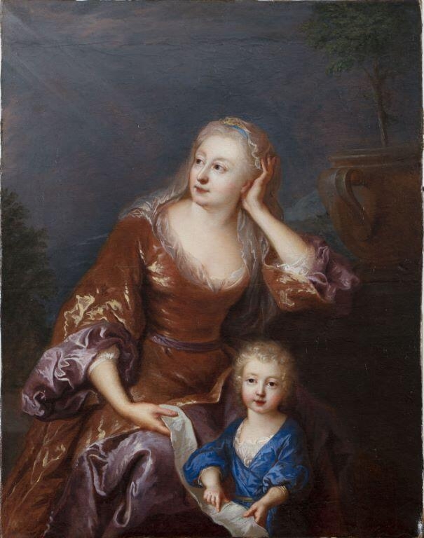 Portrait de Jeanne Cotelle, épouse de François de Troy et de leur fils, François de Troy, 17e siècle, 18e siècle