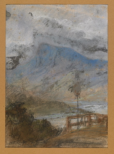 Projet de décor de théâtre : Paysage de montagne, Édouard Baille, 19e siècle