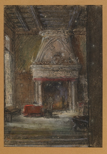 Projet de décor de théâtre : Intérieur avec une grande cheminée, Édouard Baille, 19e siècle