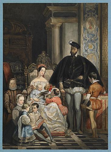 François Ier et la duchesse d'Etampes, Alfred Johannot, 1ère moitié 19e siècle