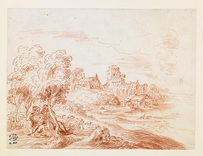 Paysage avec musiciens assis sous des arbres, Antoine Watteau, 1721 avant
