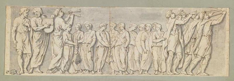 Cortège de musiciens, d'après l'antique, Raymond Lafage, 17e siècle