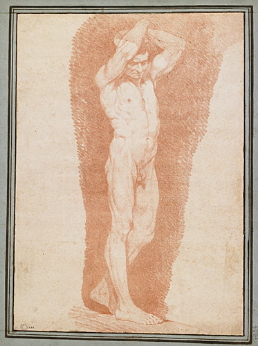 Académie d'homme nu, les bras levés, Jean-Baptiste Descamps, 1741 après