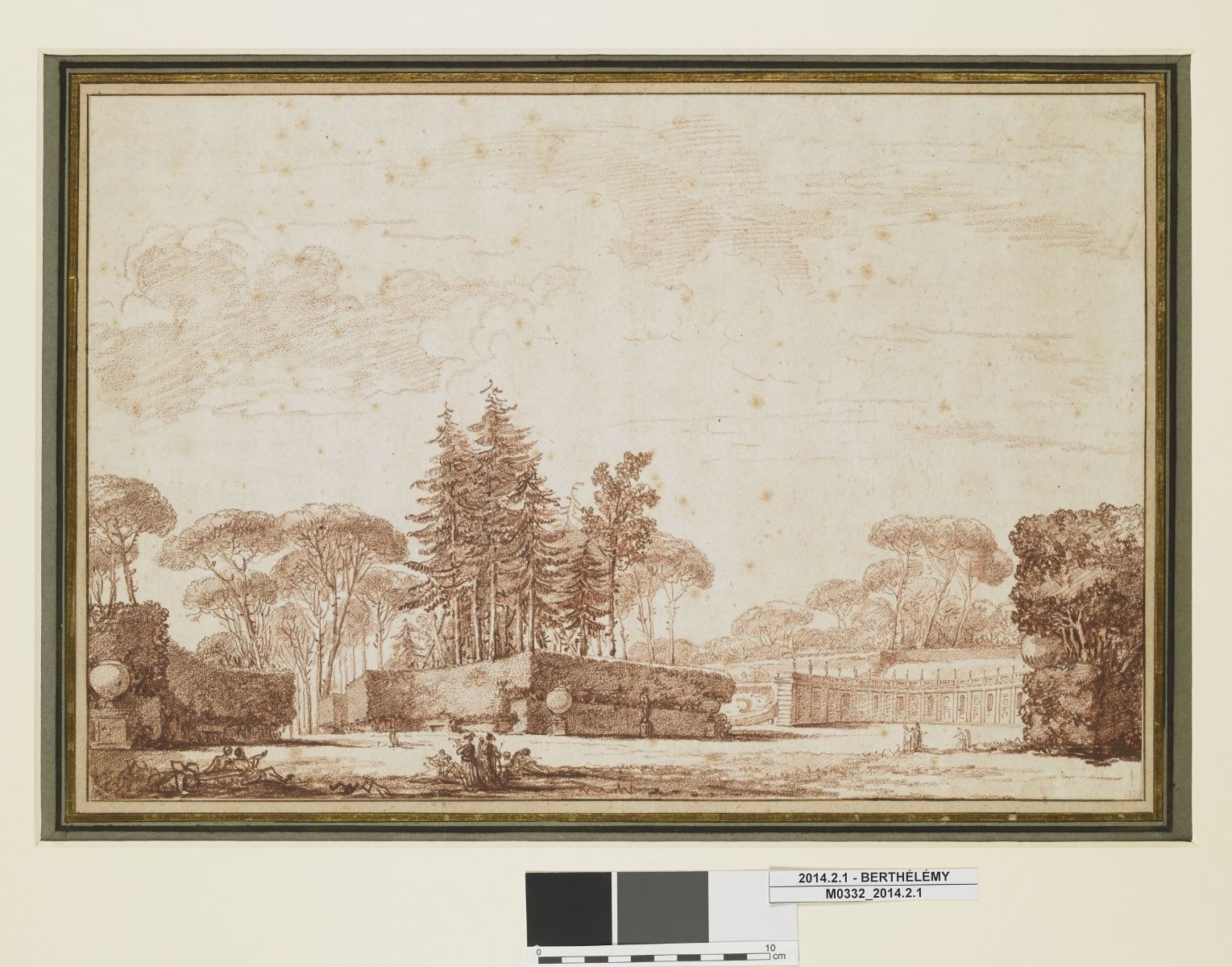 Vue des jardins de la villa Doria Pamphili à Rome, Jean-Simon Berthélemy, 1770 entre,1774 et