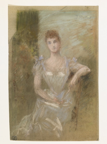 Portrait de femme assise de face, Jules Louis Machard, 19e siècle
