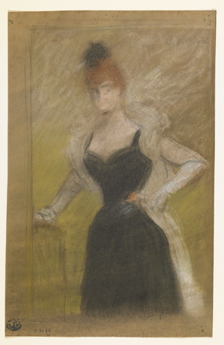 Portrait  de femme à la robe noire, Jules Louis Machard, 2e moitié 19e siècle