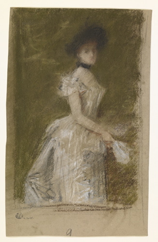 Portrait de femme à l'éventail, Jules Louis Machard, 2e moitié 19e siècle