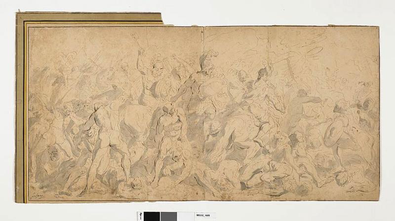 Bataille avec cavaliers et guerriers, Raymond Lafage, 17e siècle
