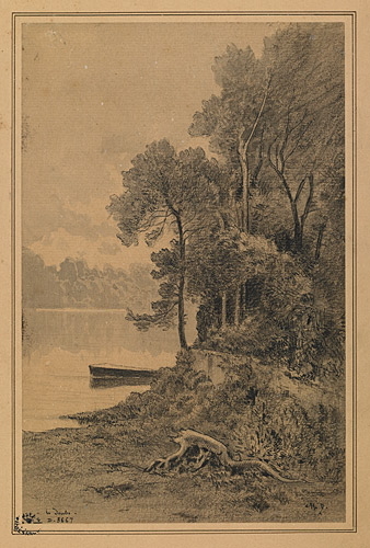 Bords du Doubs et arbres, Charles Donzel, 19e siècle