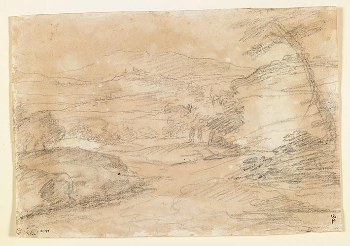 Paysage : des montagnes à l'horizon, 17e siècle