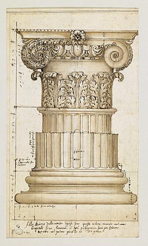 Chapiteau et bases de l'église Santa Maria in Cosmedin à Rome (recto) ; chapiteau et base de l'entrée du baptistère de Constantin à Saint-Jean-de-Latran à Rome (verso)_0