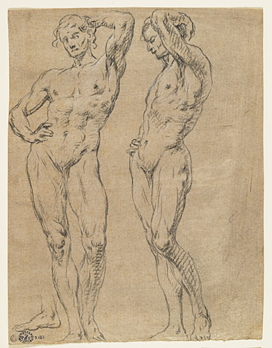 Etude anatomique d'un homme nu vu sur quatre faces (recto et verso), Joseph François Parrocel, 18e siècle