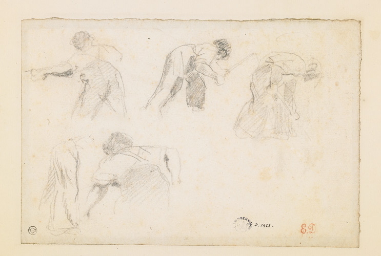 Cinq études d'hommes creusant et sarclant_0