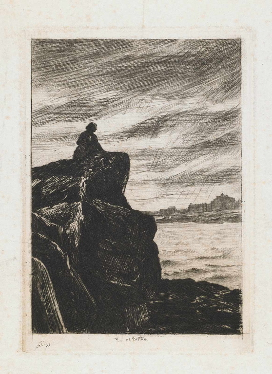 Victor Hugo sur le rocher des Proscrits à Jersey_0