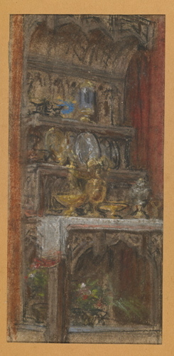 Croquis d'un vaisselier Renaissance, Édouard Baille, 19e siècle