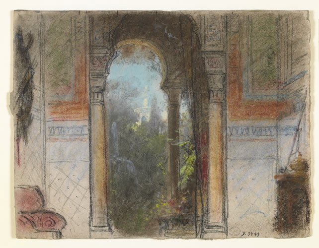 Palais arabe ouvrant sur des jardins, Édouard Baille, 19e siècle
