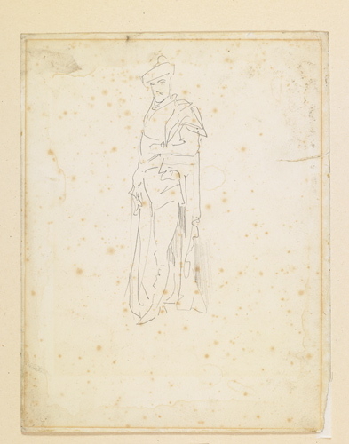 Feuille d'étude : croquis d'homme debout  ; Mounet Sully dans Hernani, François-Nicolas Chifflart, 2e moitié 19e siècle