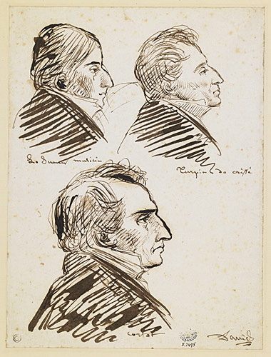 Trois portraits : le joueur musicien, Turpin de Crissé, Cortot, Pierre-Jean David d'Angers, 19e siècle