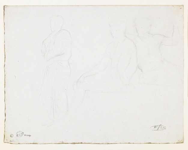 Ebauche : deux silhouettes de personnages, Hippolyte Flandrin, 1836 vers