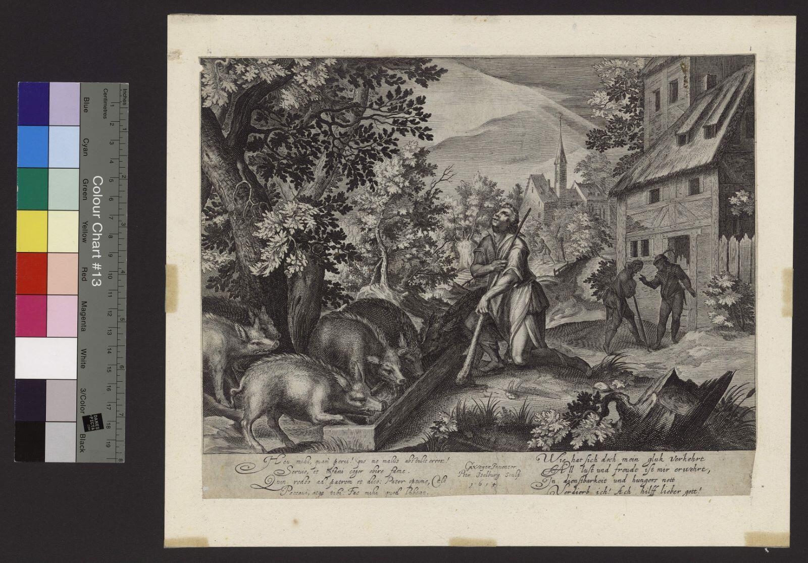Le Fils gardant les cochons, Peter Isselburg, 1614