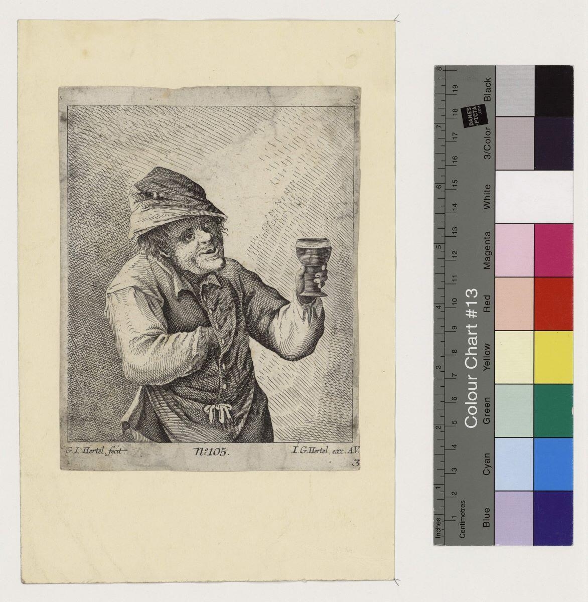 Un homme tenant un verre à la main, Georg Leopold Hertel, 18e siècle