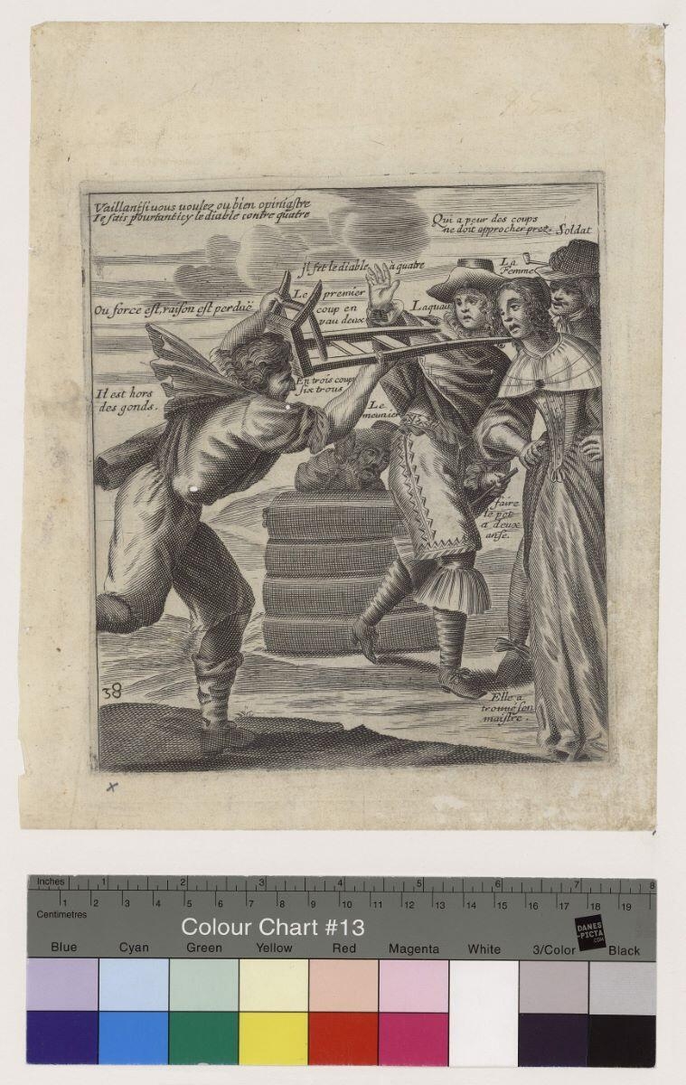 Vaillant si vous voulez ou bien opiniastre …, pl.38 du 2è livre du Recueil des plus illustres proverbes, Jacques Lagniet, 1657-1663