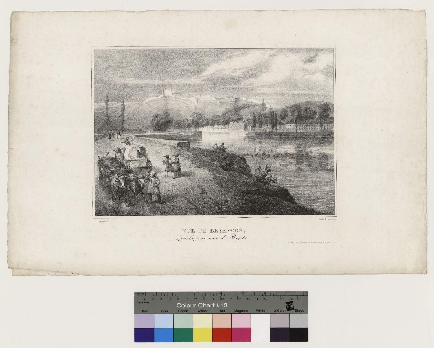 Vue de Besançon, depuis la promenade de Bregitte [Bregille], Jean Gigoux, 1828