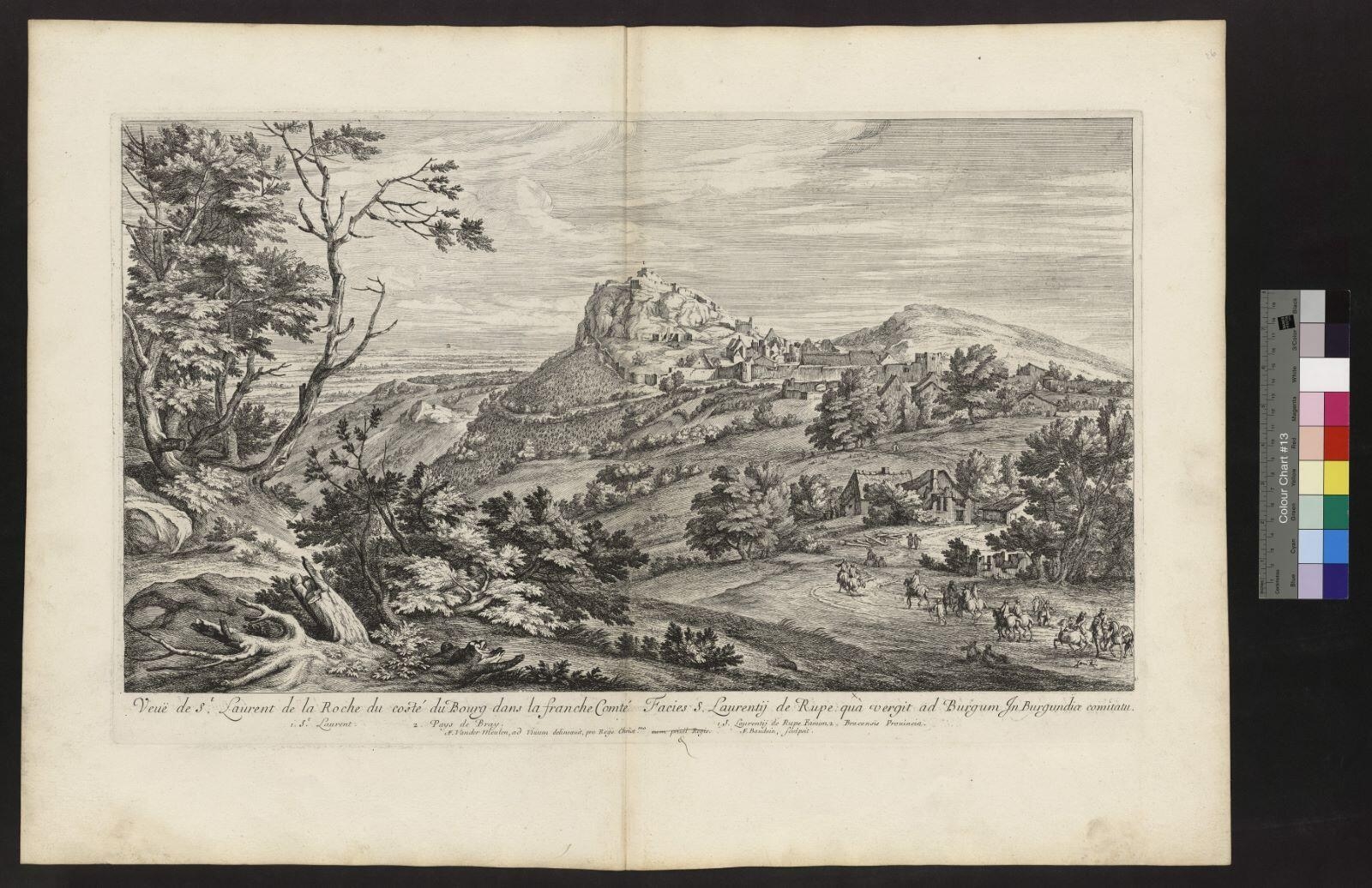 Vue de Saint-Laurent-de-la-Roche du côté du bourg dans la Franche-Comté, Adriaen Frans Boudewyns, 1670-1674