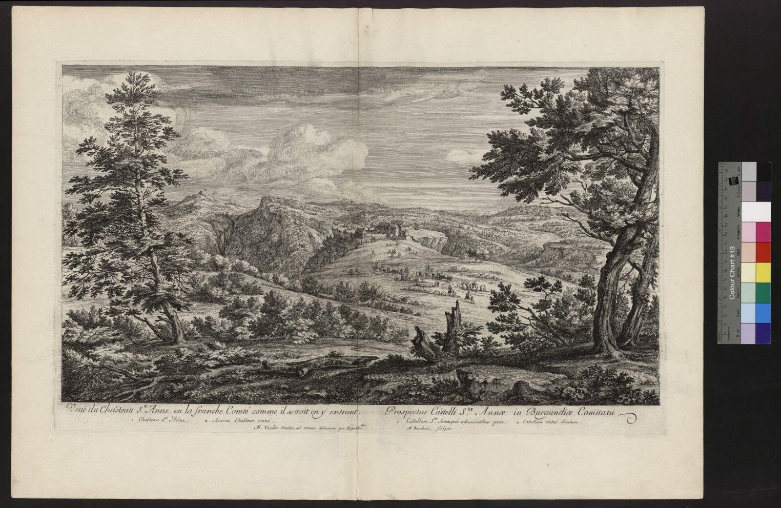 Vue du château de Sainte-Anne en la Franche-Comté comme il se voit en y entrant, Adriaen Frans Boudewyns, 1674-1678