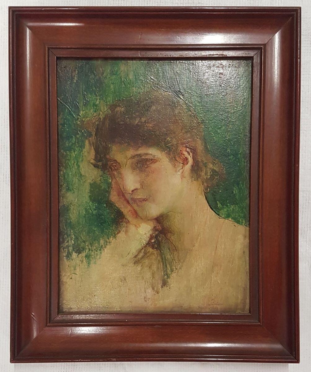 Tête de femme sur fond vert, Pascal Adolphe Jean Dagnan-Bouveret, 1883